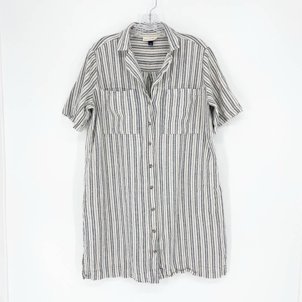 Striped button up shirt dress